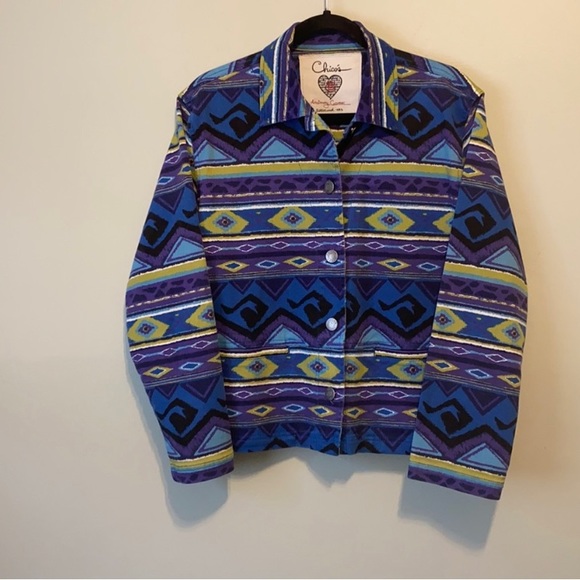 Chico’s anniversary collection Aztec denim jacket. Chico’s size 0, (S) - Picture 6 of 8